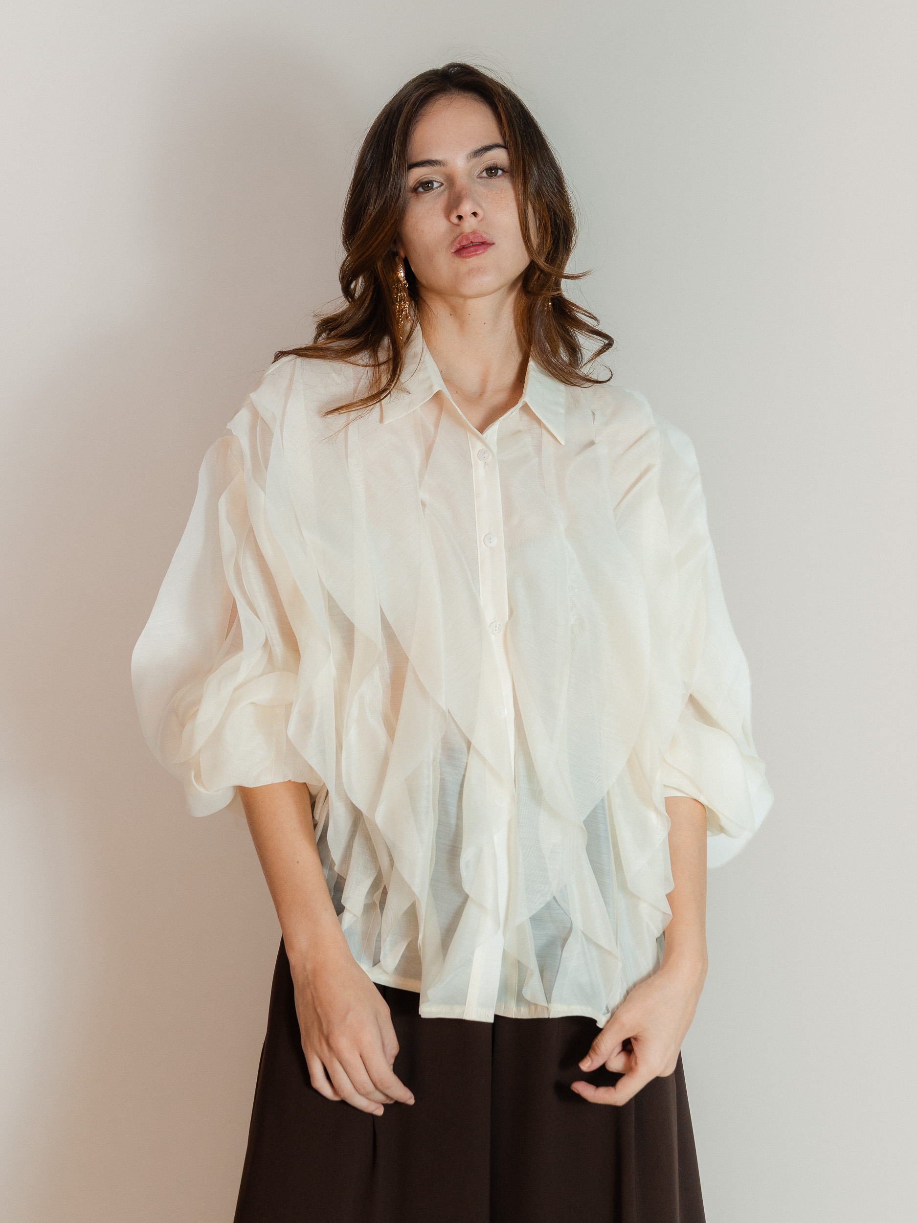 DSC03732 Beige Ruffle Blouse - Imagen 1